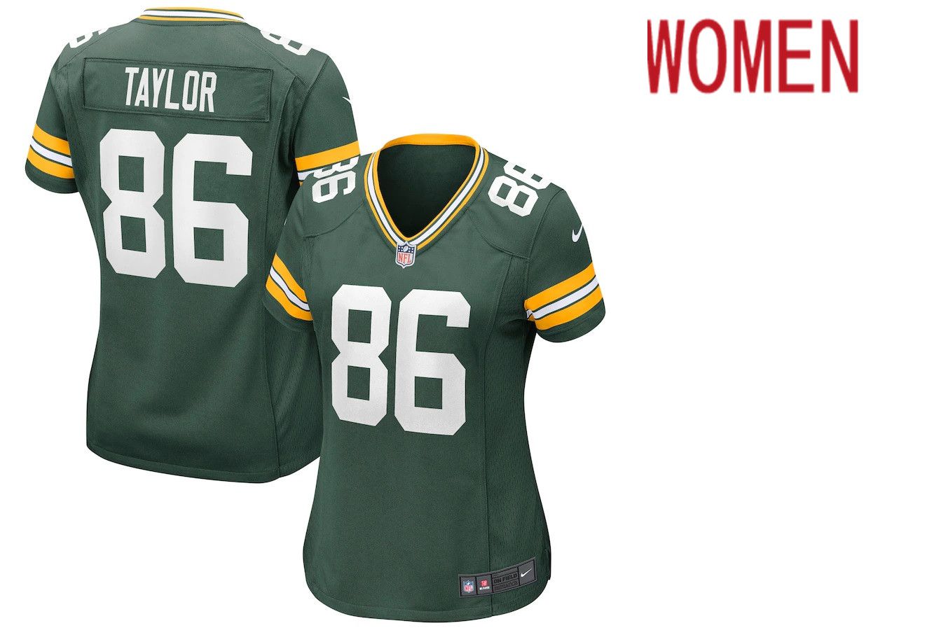 Women Green Bay Packers #86 Malik Taylor Nike Green Game NFL Jersey->women nfl jersey->Women Jersey